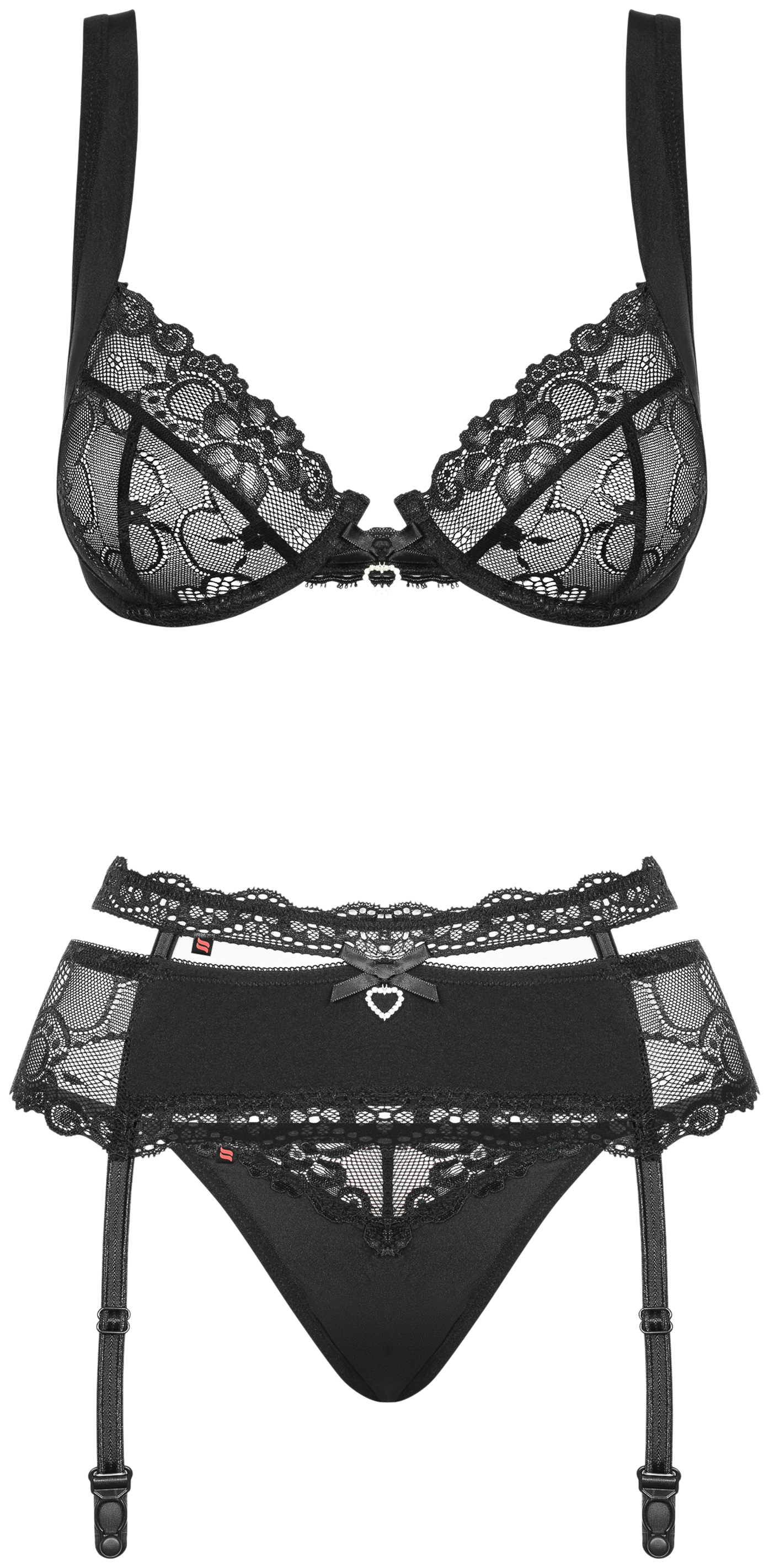 

Чувственный ажурный комплект Obsessive Heartina из 3 предметов черный L/XL, Heartina