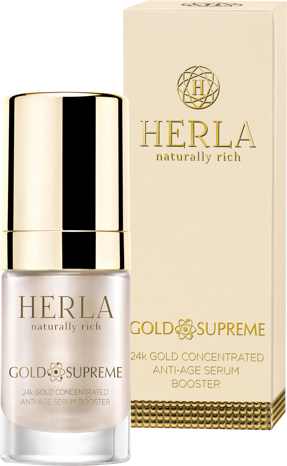 

Сыворотка HERLA Золото GOLD SUPREME 24k gold concentrated anti-age serum booster, 15 мл