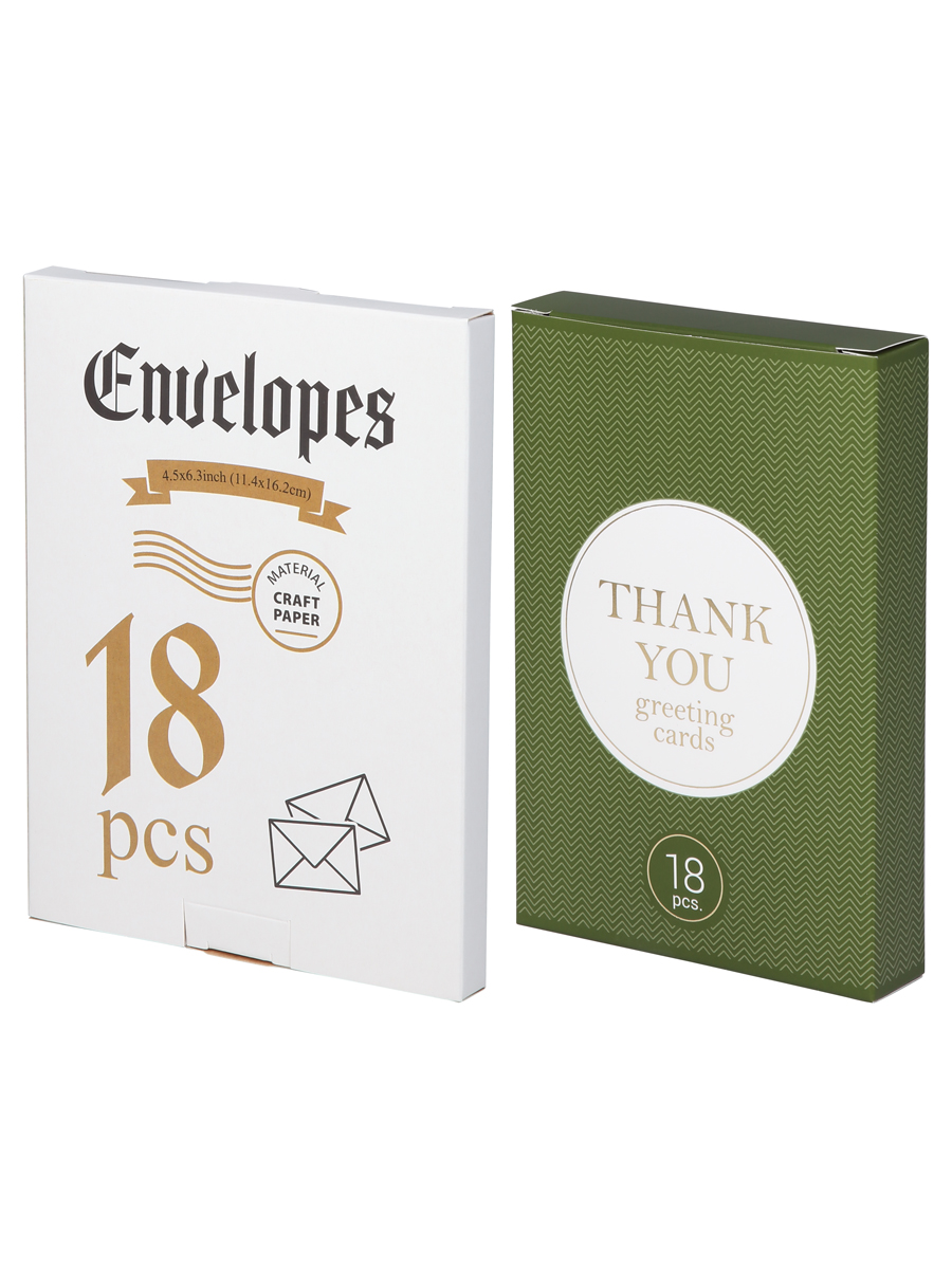 Комплект из 18 дизайнерских открыток  Thank you White  для благодарности + 18 конвертов