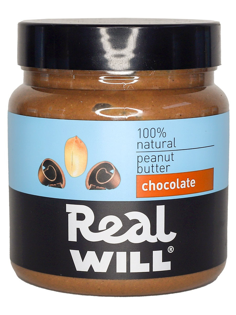 

Паста арахисовая Real Will с шоколадом 500 г, Арахисовая паста с шоколадом