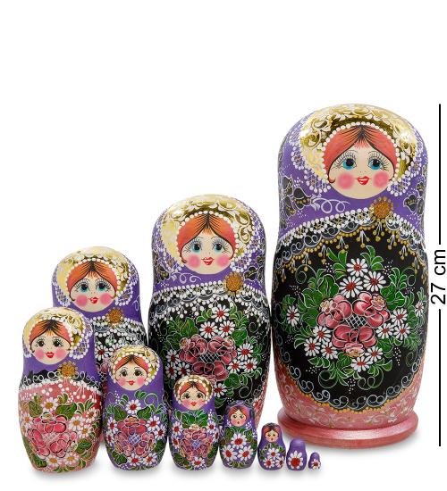 

Матрешка Art East, Ксения, 10 шт, Зеленый;розовый;фиолетовый;черный
