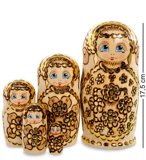 

Матрешка Art East, Людмила с цветами, 5 шт, Бежевый;желтый