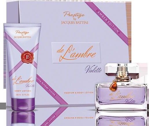 Подарочный набор для женщин Jacgues Battini Cosmetics De L'ambre Violette 50 мл+200 мл подарочная упаковка пакет подарочный киса 22 х 22 х 11 см