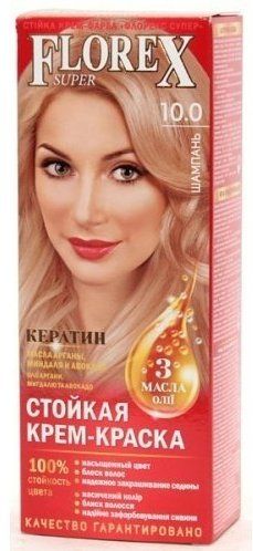 фото Florex-super new кератин краска для волос 10.0 шампань