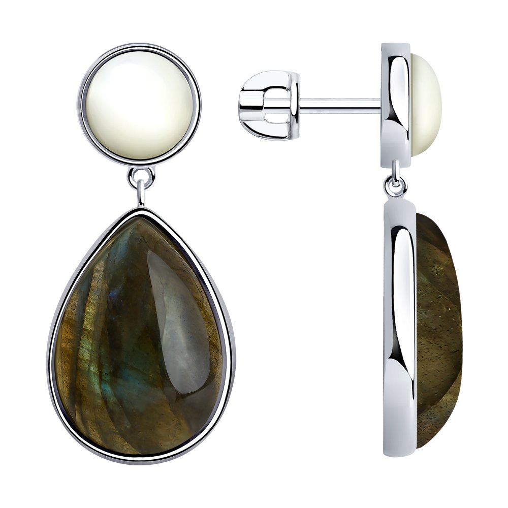 

Серьги подвески из серебра SOKOLOV 83020135, перламутр, 83020135