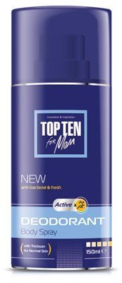 дезодорант-спрей ACTIVE для нормальной кожи Top Ten for men, 150 мл