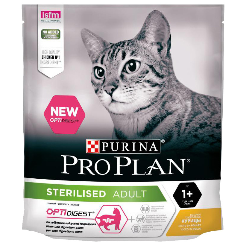 фото Сухой корм для кошек pro plan sterilised optidigest, для стерилизованных, курица, 0,4кг