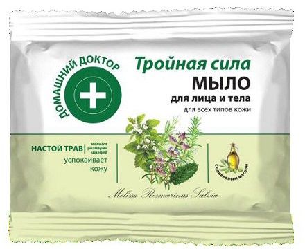 фото Мыло для лица и тела тройная сила домашний доктор, 70 г