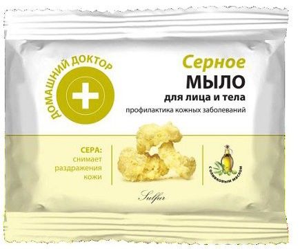 фото Мыло для лица и тела серное домашний доктор, 70 г