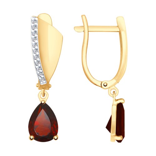 

Серьги женские из золота SOKOLOV 725655, гранат/фианит, 725655
