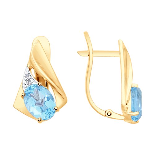 

Серьги женские из золота SOKOLOV 725652, топаз/фианит, 725652