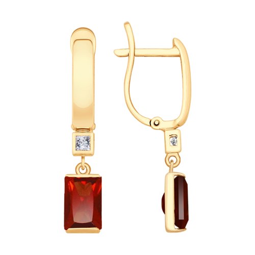 

Серьги женские из золота SOKOLOV 725371, гранат/фианит, 725371