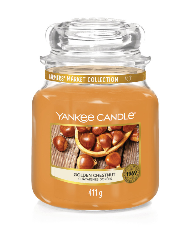 

Свеча ароматическая Yankee Candle Golden Chestnut/ Золотистый каштан 65-90 ч, Medium Jar