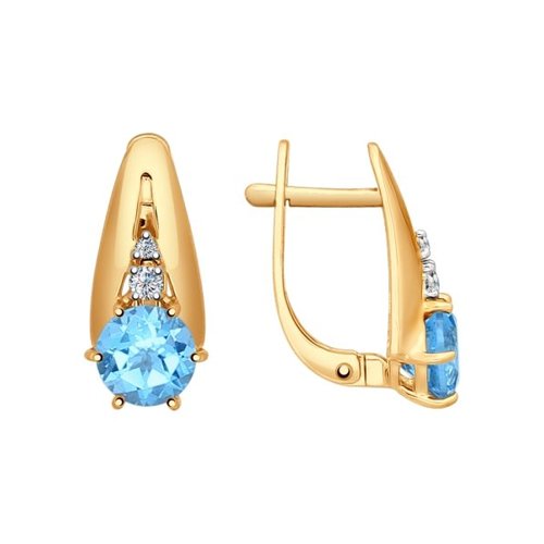 

Серьги женские из золота SOKOLOV 724570, топаз/фианит, 724570