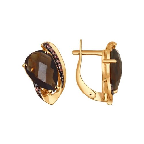 

Серьги женские из золота SOKOLOV 724322, раухтопаз/фианит, 724322
