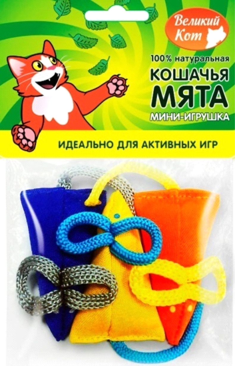 Игрушка для кошек Великий Кот Набор Мини-мышек, с кошачьей мятой, в ассортименте, 3 шт