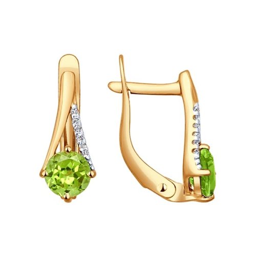 

Серьги из красного золота SOKOLOV 724217, фианит/хризолит, 724217