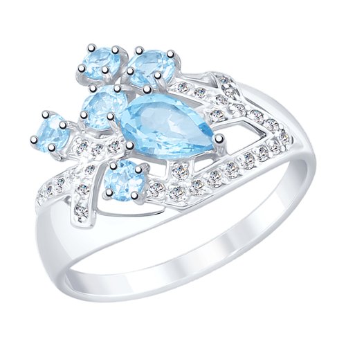 

Кольцо женское SOKOLOV из белого золота с топазами и фианитами 715354 р.18, 715354