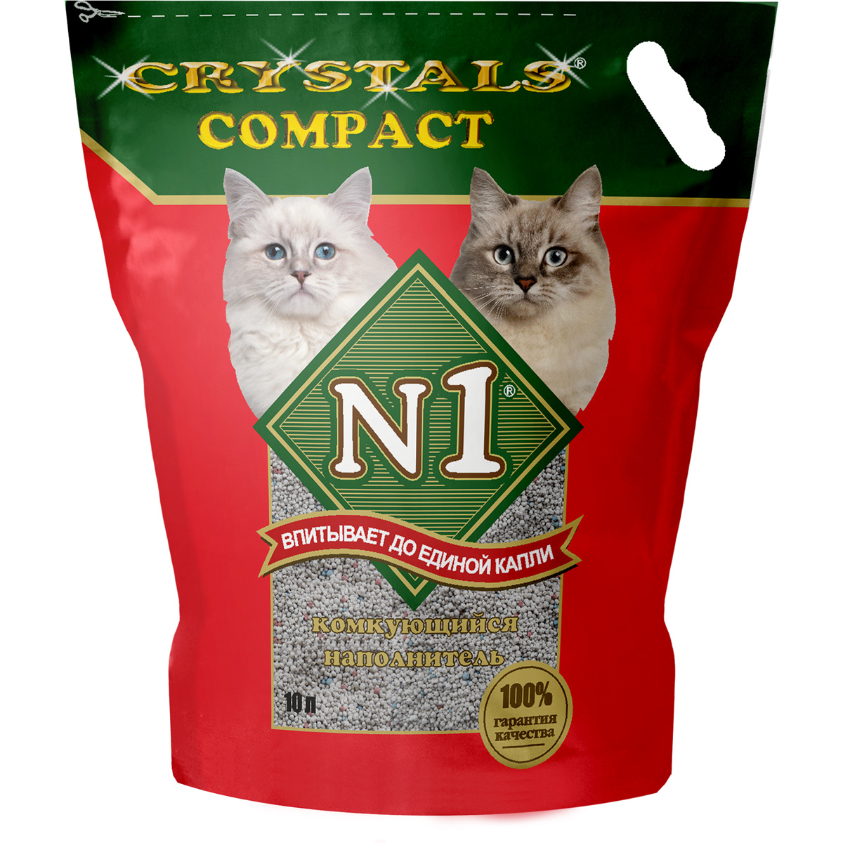 Комкующийся наполнитель для кошек N1 Crystals бентонитовый, 8.45 кг, 10 л