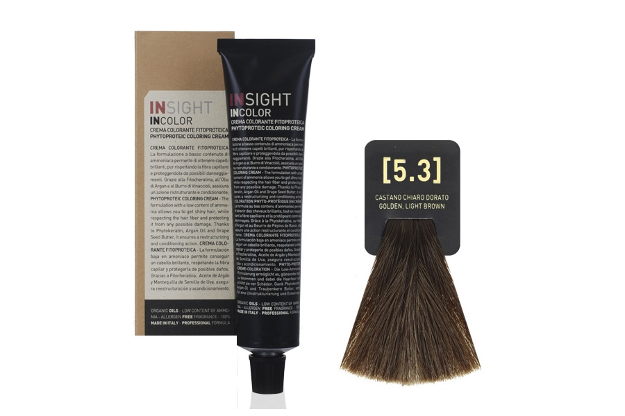 Крем-краска для волос INCOLOR INSIGHT 5.3 Золотистый светло-коричневый 100 мл insight активатор протеиновый 3% incolor 900 мл
