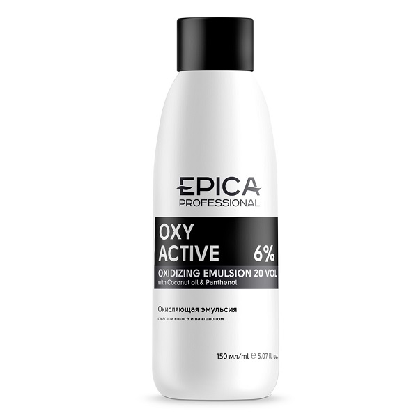 фото Окисляющая эмульсия epica oxy active 20 vol 6 % с маслом кокоса и пантенолом 150 мл