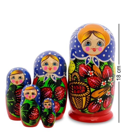 

Матрешка Art East, Настенька с корзинкой, 5 шт, Зеленый;красный;синий