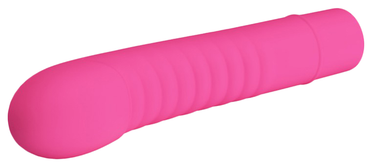 Розовый мини-вибратор Mick с ребрышками 13 см Baile