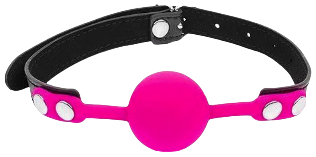 Розовый кляп-шарик с черным регулируемым ремешком Bior toys