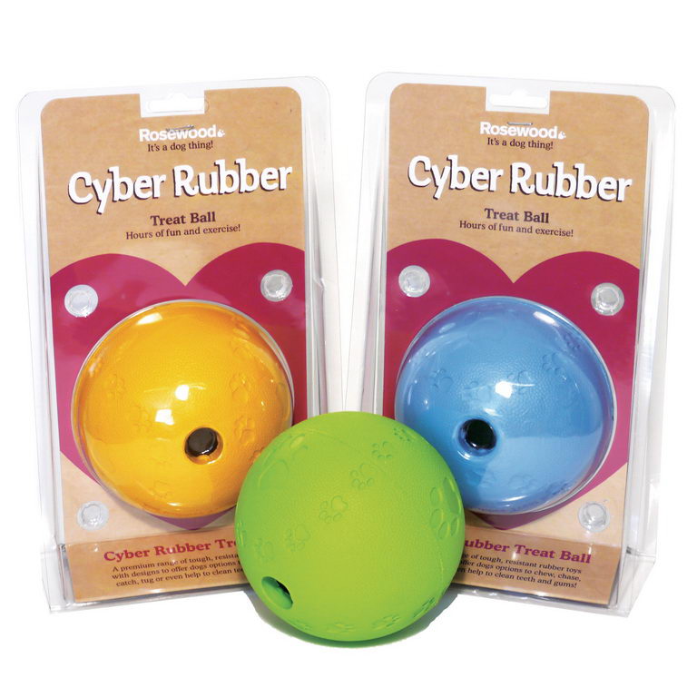 фото Игрушка для лакомств для собак rosewood сyber rubber treat ball small, в ассортименте, 8см