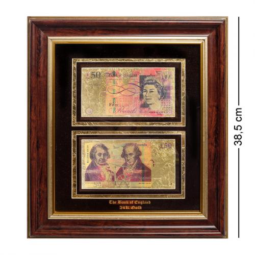 фото Панно gold leaf, банкноты 50 gbp, 38,5 см