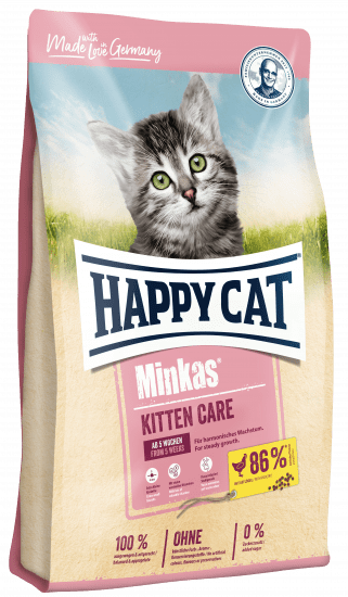 фото Сухой корм для котят happy cat minkas kitten, домашняя птица, 1,5кг