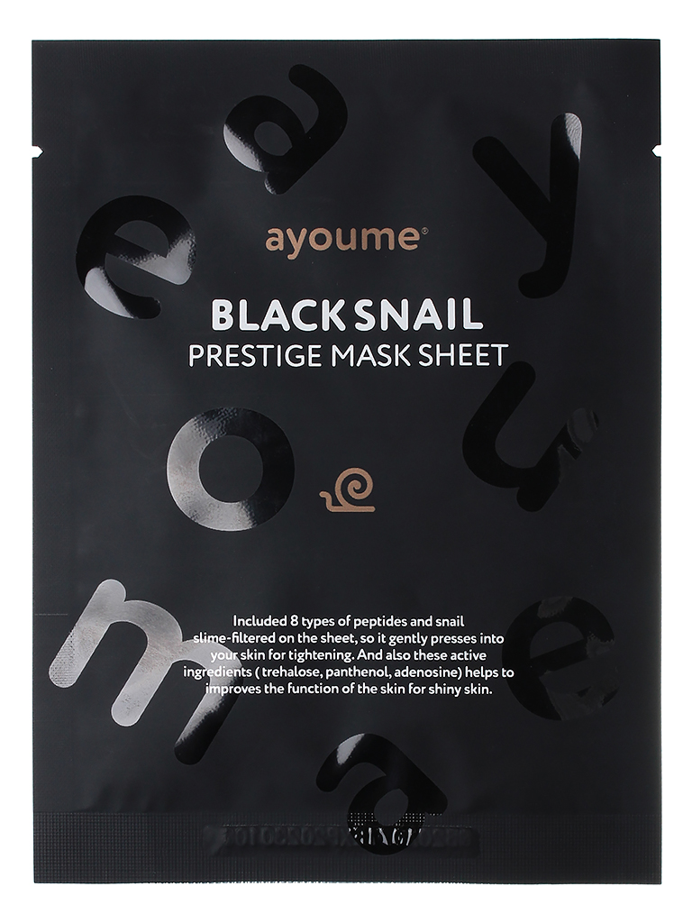 Маска Ayoume BLACK SNAIL PRESTIGE MASK SHEET с муцином черной улитки etude 0 2 air mask snail smoothening