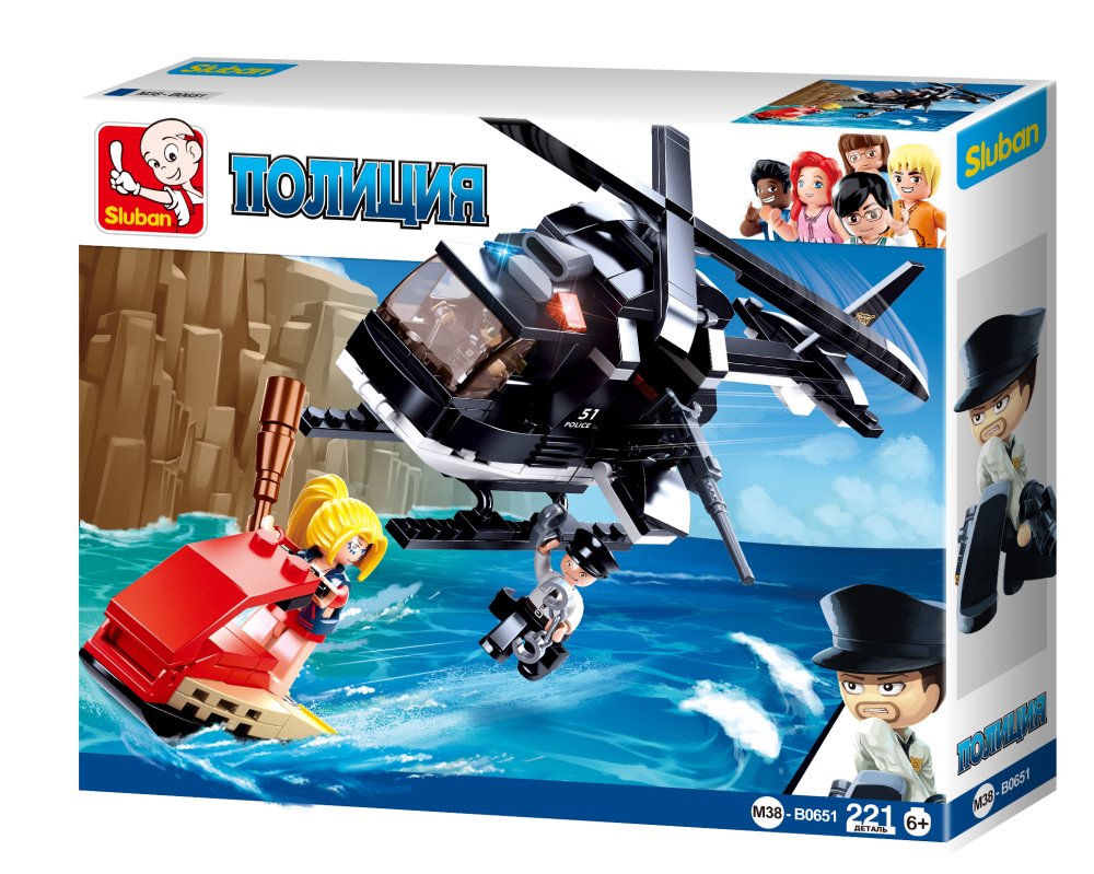 

SLUBAN Конструктор Полиция-Веротолет, Водный скутер, 221 дет. JB900040