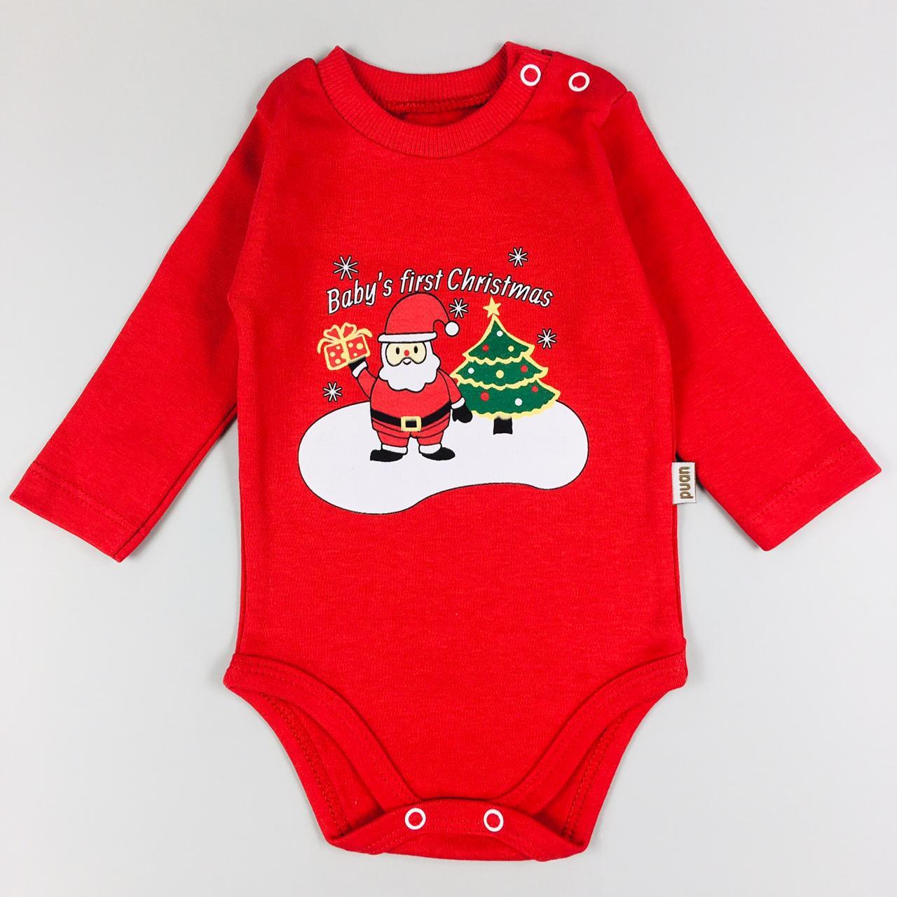 

Новогоднее боди Puan baby Baby's first christmas красное, р. 56, 3639