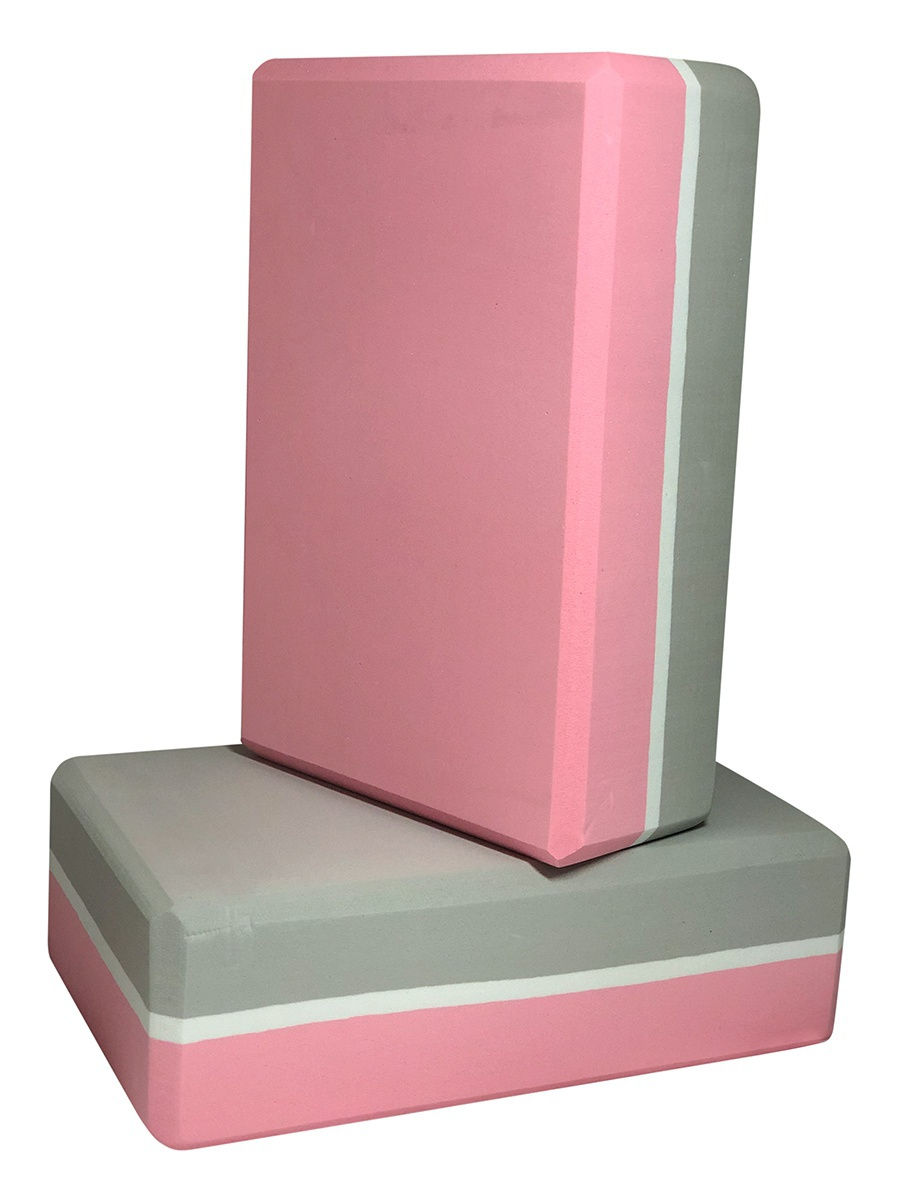 Блок для йоги ZDK 2 шт. 23x15x7,5 см, розовый/серый/белый