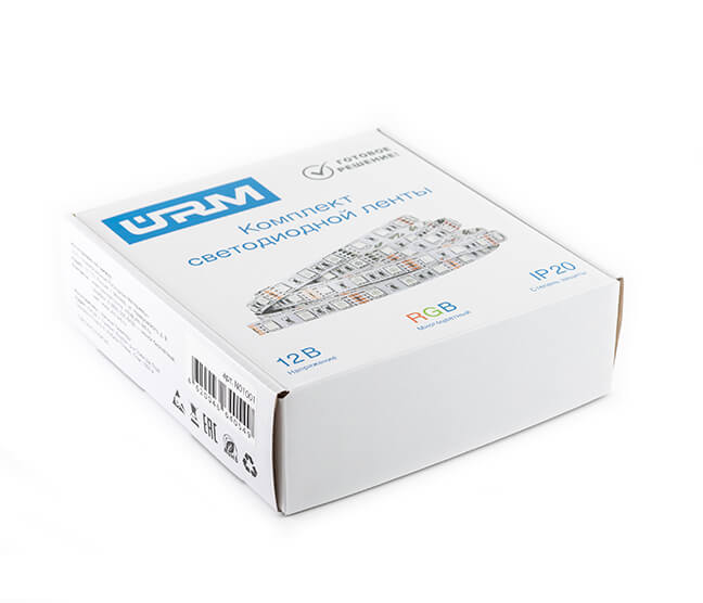 фото Комплект светодиодной ленты smd 5050, 60 led, 12 в, 14.4вт, 840 лм, ip20, rgb, 5 м urm