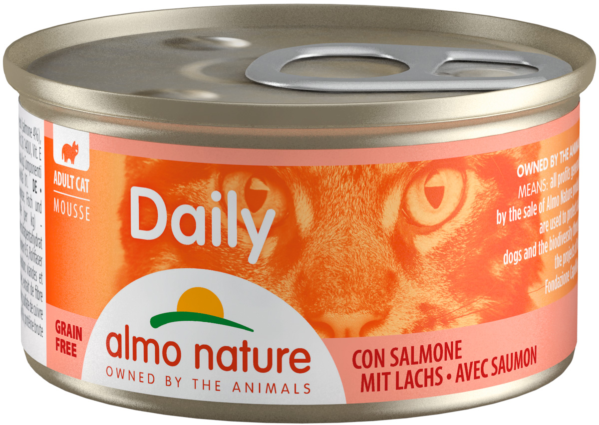 фото Консервы для кошек almo nature daily adult, нежный мусс с лососем, 24шт по 85г