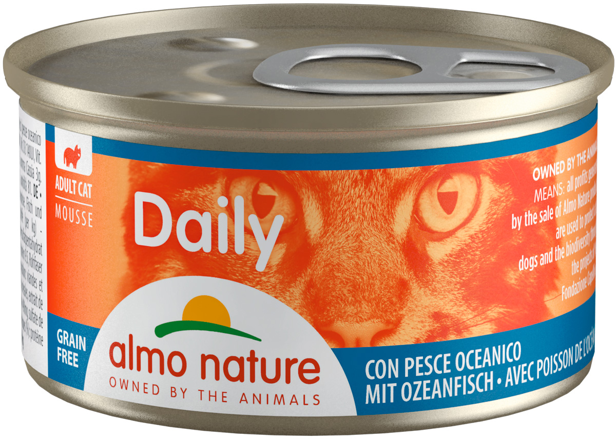 

Консервы для кошек Almo Nature Daily Adult, нежный мусс с океанической рыбой, 24шт по 85г, Daily Menu Adult