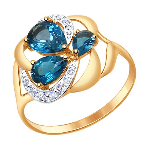 

Кольцо из золота р.  SOKOLOV 714755, топаз\фианит, 714755