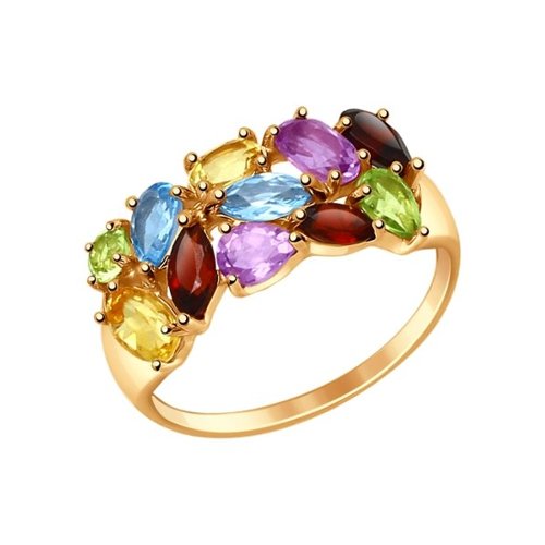 

Кольцо из золота р. 18,5 SOKOLOV 714683, топаз\аметист\гранат, 714683