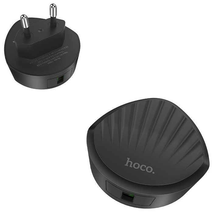 фото Сетевое зарядное устройство hoco c68a, 1xusb, 2,4 a, black