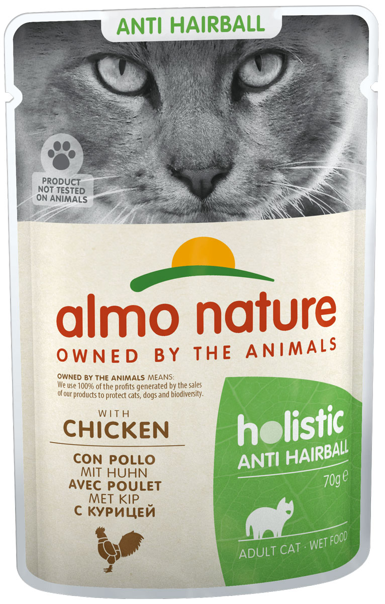 фото Влажный корм для кошек almo nature holistic anti hairball, курица, 30шт по 70г