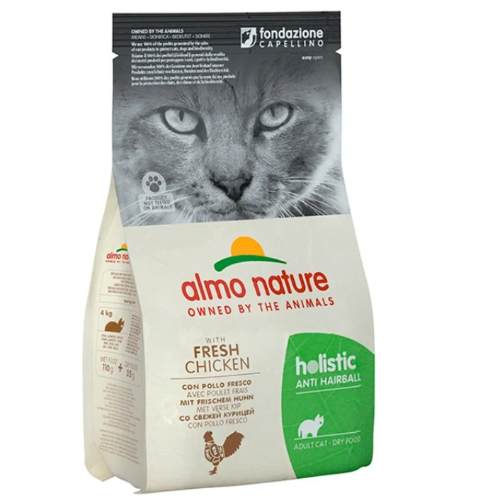 фото Сухой корм для кошек almo nature functional anti-hairball, курица и рис, 2кг