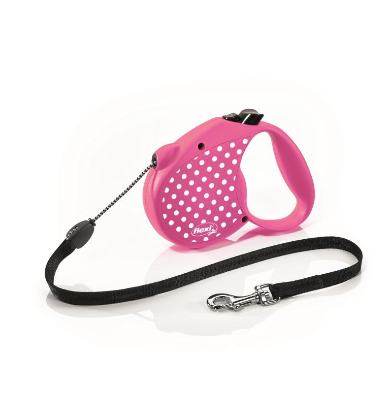 

Рулетка Flexi Standart dots, S, трос 5 м, до 12 кг, розовый, Standart dots