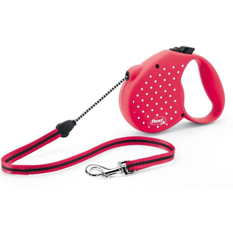 

Рулетка Flexi Standart dots, S, трос 5 м, до 12 кг, красный, Standart dots