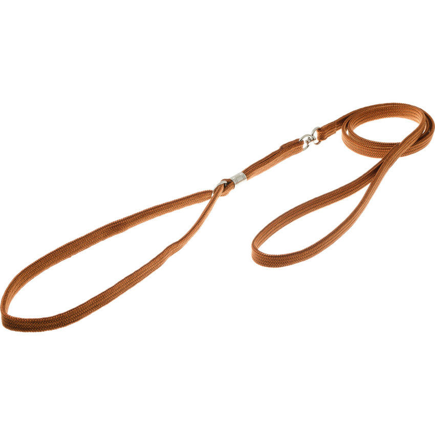 Поводок-удавка для собак ZooOne с кольцом (лента-чулок), светло-коричневый, 7 мм x 150 см