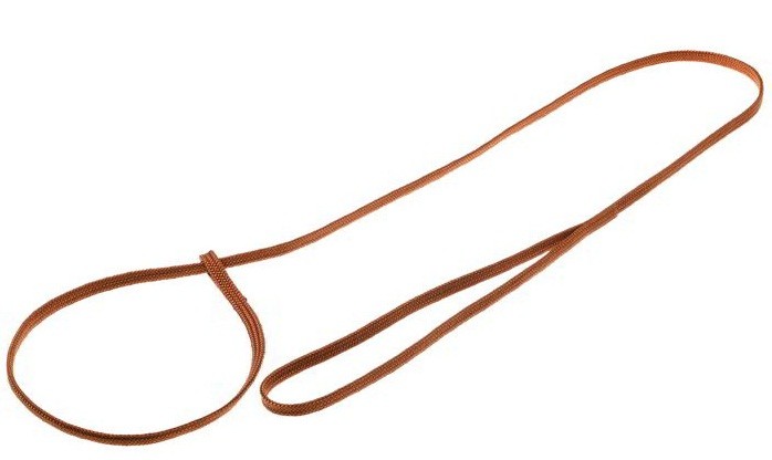 фото Поводок-затяжка для собак zooone с петлёй (лента-чулок), светло-коричневый, 5 мм x 100 см