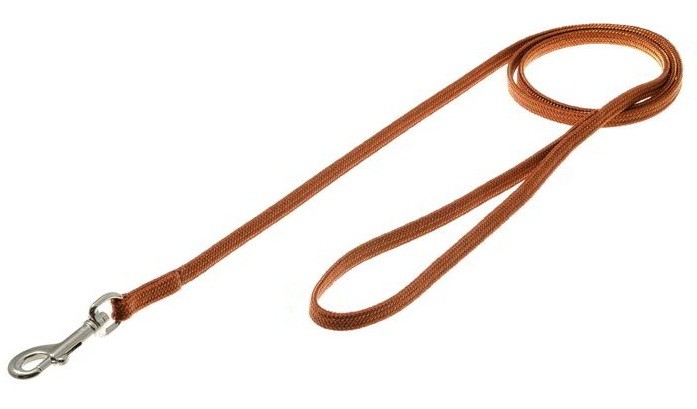 фото Поводок для собак zooone с карабином (лента-чулок), светло-коричневый, 7 мм x 100 см