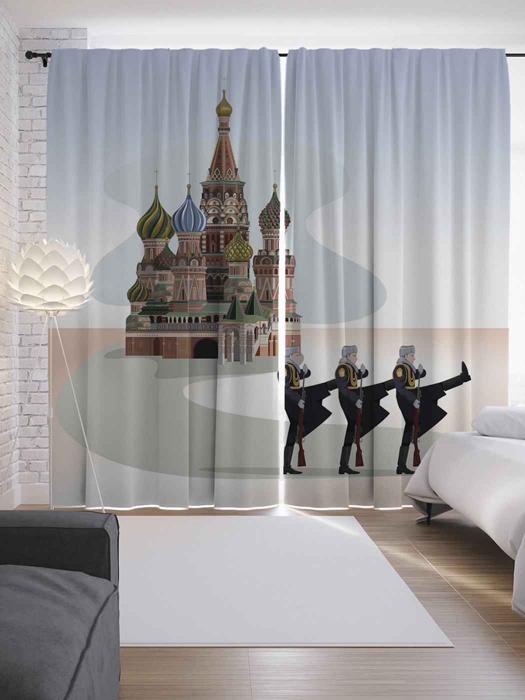 

Шторы с фотопечатью "Марш у Кремля" из сатена, 290х265 см