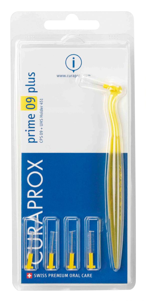 Curaprox CPS 09 Prime Plus набор ершиков 0.9 - 4.0 мм UHS 451 желтый держатель